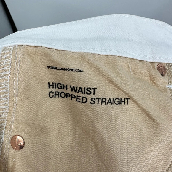 7 For All Mankind White High Waist Jeans Crop Straight Denim Jeans NWT - Picture 8 of 12